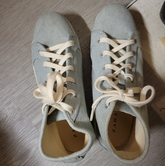 ZARA denim platform lace sneakers - Picture 2 of 6